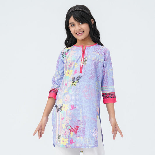 Girls Floral Silk Tunic